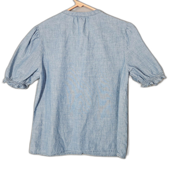 J. Crew Chambrey Cottage Puff Sleeve Ruffled Size Small Button up shirt - Picture 4 of 8